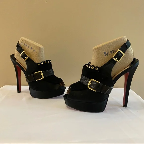 Christian Louboutin Black Heels with Gold Accents - Picture 3 of 11
